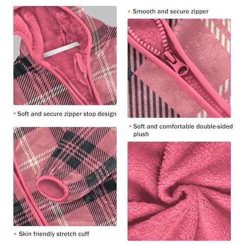 GuoChe Plaid Black Pink Baby Boy Fleece Jacket3