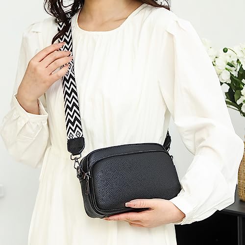 Lushandy Genuine Leather Crossbody Bags for Women Trendy Crossbody Camera Purse Small Shoulder Bag with Guitar Strap2