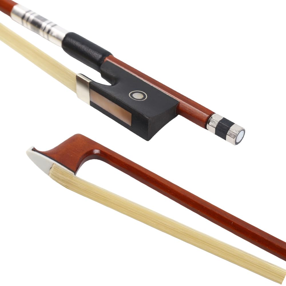 Vetimobato 4/4 Full Size Violin Bow - Brazilwood with Ebony Frog &amp; Natural Mongolian Horsehair - Perfect for Adults, Students, Beginners - Traditional Fiddle Bow for 4/4 Violins (4/4)