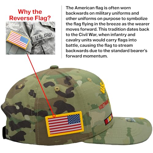 Image of Vietnam Veteran Hat US Army Official Licensed Army Veterans Embroidered Adjustable Military Baseball Cap for Men