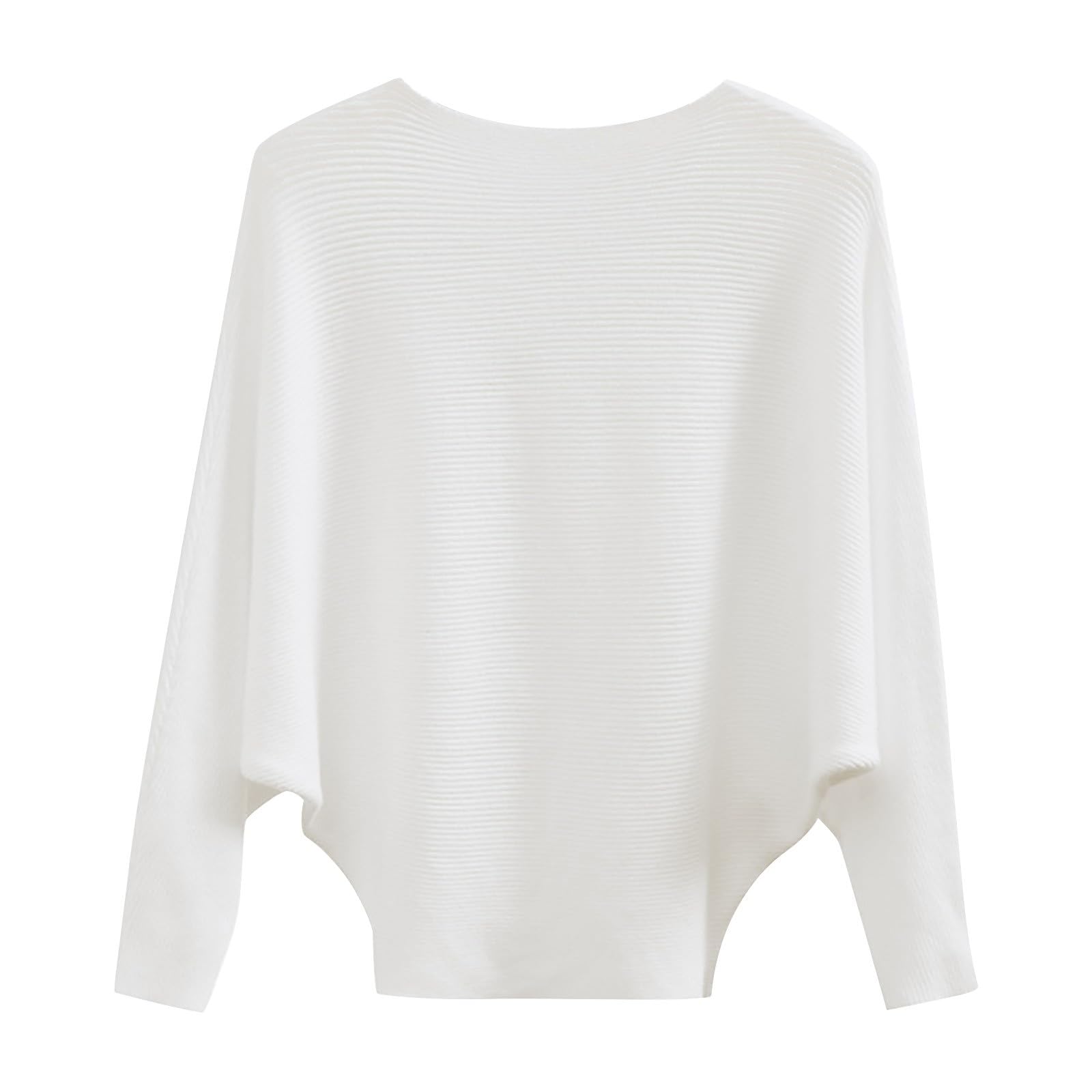 Ribbed Knit Sweaters for Women Loose Boat Neck Batwing Sleeve Dolman Casual Shirts Lightweight Cozy Pullover Tops Oversize