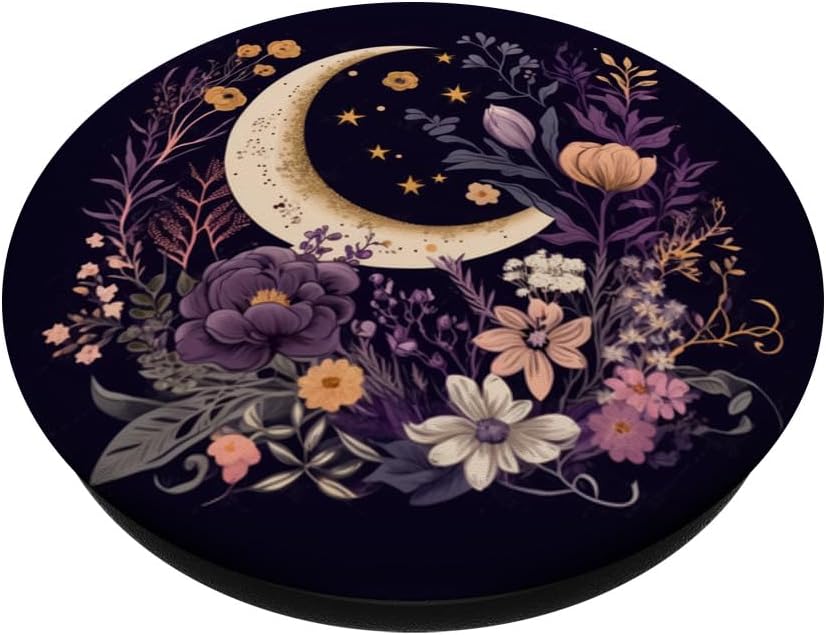 Cute Elegant Minimal Boho Decor Art Design Co Boho Moon Phases Floral Aesthetic Chic PopSockets Adhesive PopGrip for iPhone 11 - Image 2