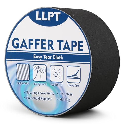 LLPT Ruban Adhésif Professionnel Mat de Couleur Noire | Ruban Adhésif Toilé Noir | Noir Gaffer Ruban adhésif en tissu | Gaffers Tape pour Câbles,Photographie (PGT515P1BK) | 50 mm x 15 m