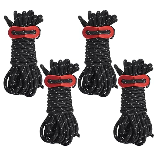 Paquete de 4 Cuerdas Reflectantes para Tienda De Campaña, 4m*4mm Cuerda De Camping Ligera para...