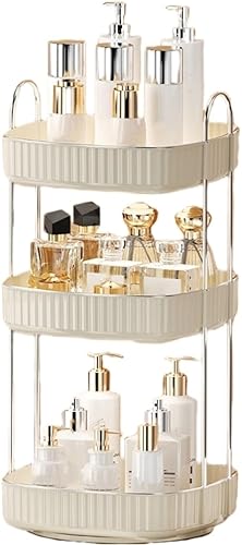 Miniatura 6 de Organizador de maquillaje giratorio de 360, organizador de baño giratorio para encimera, organizador de cosméticos de gran capacidad para cuidado de