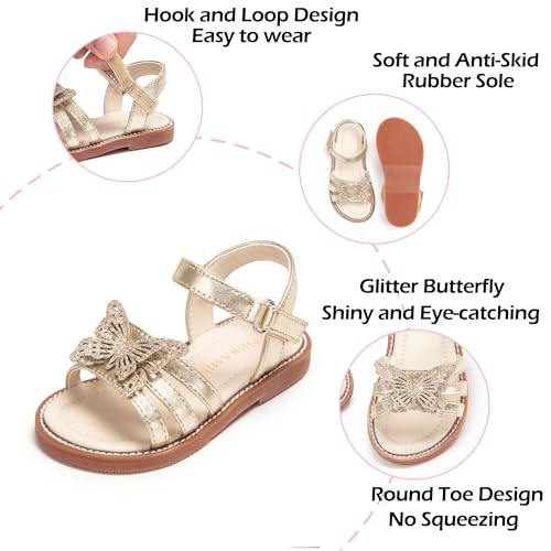 Image of PHIRAMIN Toddler Girl Sandals - Flower Girl Dress Shoes Open Toe Little Kid Flats