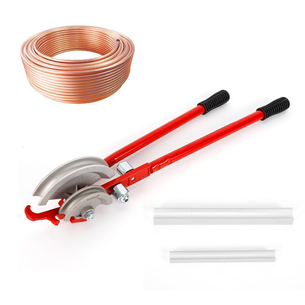 Curvatubi manuale da 15 a 22 mm, per tubi di rame e tubo in alluminio, strumento di piegatura professionale con 2 rulli di pressione, piegatrice per tubi da 750 mm, per installatori e artigiani