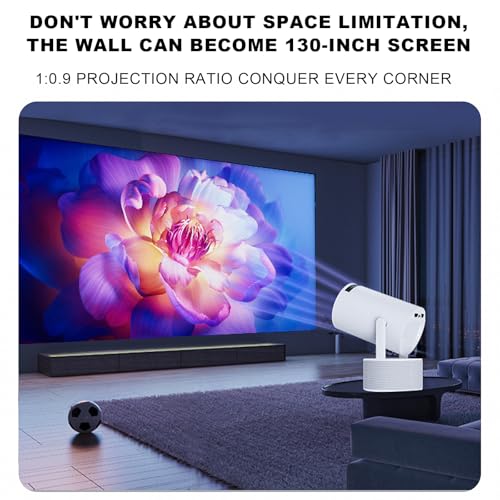 Image of Mini Projector, HY300 PRO Karaoke Portable Projector Support 4K 1080P with Dual-Band WIFI6 5G Wireless 5.0 Bluetooth Android 11, 180 Rotatable 200AISI