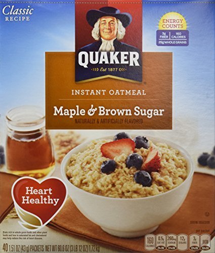 Quaker Instant Oatmeal Maple Brown Sugar - 40 Count (3 Pack)