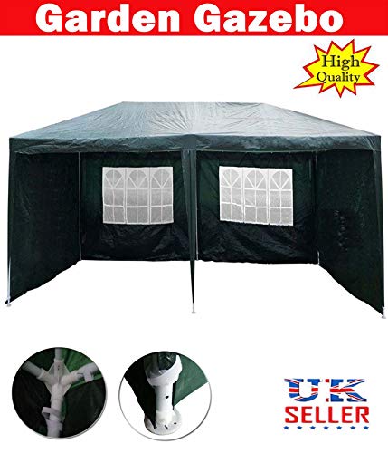 SiKy Garden Gazebo Marquee Party Tent Wedding Portable Garage Carport Shelter Car Canopy Outdoor Heavy Duty Frame Waterproof Rot Resistant (Green, 6m x 3m)