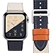 MroTech 38mm/40mm Leather Band Single Tour Men Women Loop Leather Replacement Wristband Compatible with iWatch Series 4 40 mm and 38 mm Series 3 Series 2 Series 1, Indigo/White/Orange