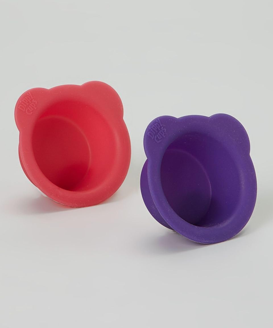 Dippy Cups - 2, 4, or 6-pack - Small Silicone Dip/sauce Cups (2-Pack, Pink & Purple)
