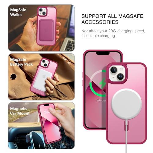 Image of BENTOBEN Magnetic for iPhone 13 Case & iPhone 14 Case [Compatible with Magsafe] Translucent Matte Phone Case iPhone 13 /14 Slim Shockproof Women Men Girl Protective Cover for iPhone 13 /14, Plum Red