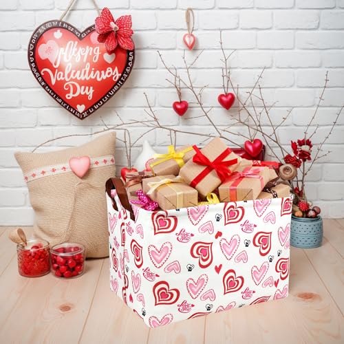 Image of Valentine's Day Basket Gift for Empty Cute Heart Large Storage Bin for Kid and Baby Room Decor (Love you heart)