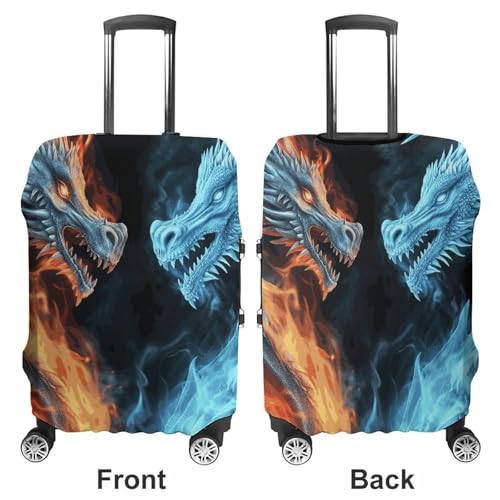 Ice And Fire Dragons Printed Luggage Cover Protector, Fits 18-32 Inch Luggage3