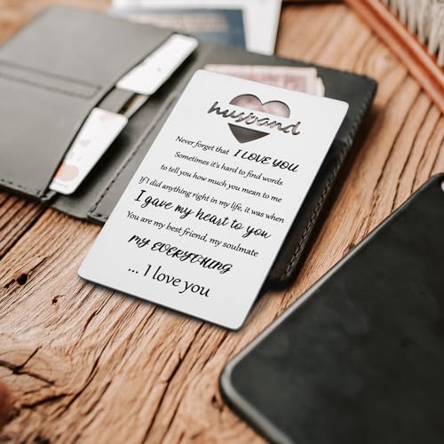 I Love You Engraved Wallet Card For Husband Gift from Wife,Happy Birthday Husband Gifts Ideas,Husband Christmas Wedding Valentines Father's Day Gift VCD1323