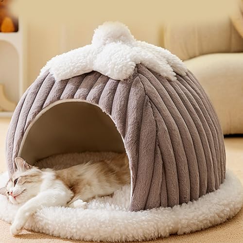 Lit pour chat en forme de citrouille lavable en peluche douce et chaude