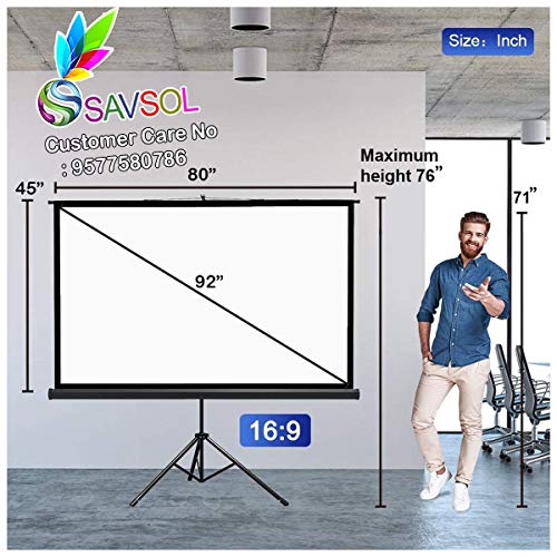 Image of SAVSOL Tripod Stand Projector Screen (80 Inch. (Width) x 45 Inch. (Height) - 92 inch Inch) Diagonal in 16:09 Ratio Aspect, Ultra HD, 4K Technology, Active 3D #16