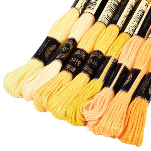 Image of 8 Skeins 70 Yards 6 Strands Yellow Embroidery Assorted Floss Threads Friendship Gradient Bracelet String Cross Stitch Thread Yarn Bulk Set for Sewing Bracelets Hand Making DIY Art Crafts