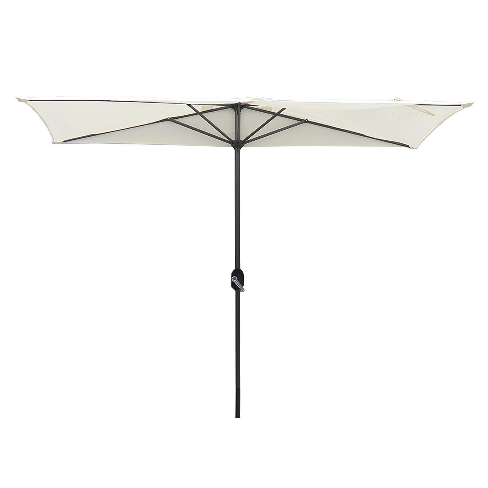 Sonnenschirm Rechteckig 250 cm, Sonnenschirm Halbrund Mit Kurbel Balkonschirm UV-Schutz 80+, Gartenschirm Für Veranda, Terrassen, Höfe, Schwimmbäder(White)