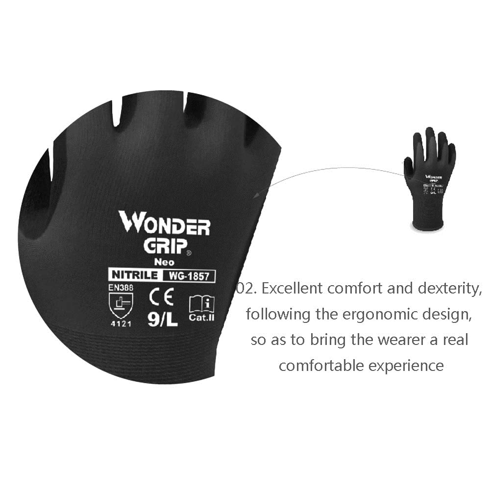 Gants enduits de latex, antidérapants de sécurité, 12 paires de gants de travail de sécurité, gants de jardinage, revêtement en nitrile antidérapant, gants résistants aux coupures, adaptés aux machine