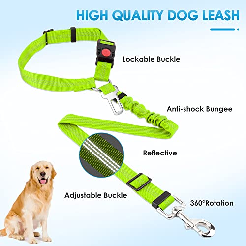 Image of SlowTon Dog Seat Belt for Car, 2 Pack Dog Car Harness Seatbelt with Bungee