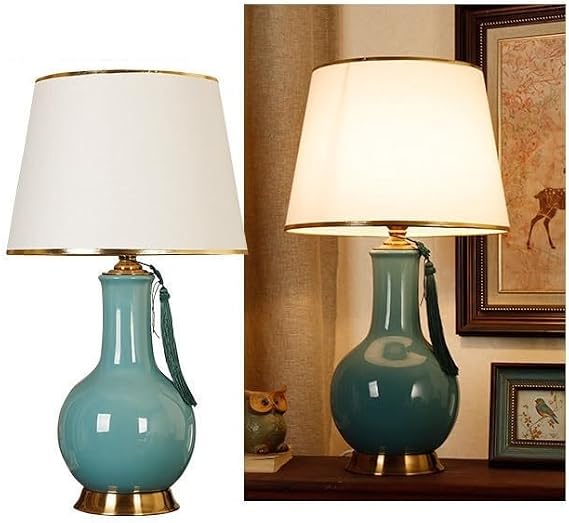 Lamp Ceramic Table Lamp Living Room Bedroom Study Bedside Lamp Modern Villa Sofa Corner Table Lamp Desktop Table Lamp(B)