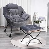 Poltrona con sgabello, poltrona a forchetta con sgabello, tasca laterale e poggiapiedi, poltrona lounge, sedia con braccioli e tasca su un lato, sedia relax per soggiorno, camera da letto, ufficio