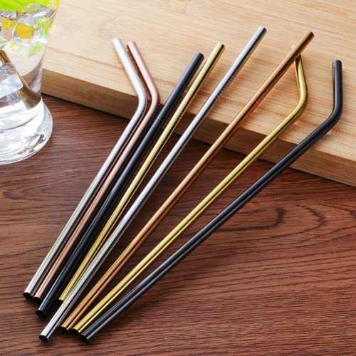 Juego de 4 pitillos metálicos reutilizables de acero inoxidable dorados miniatura 5
