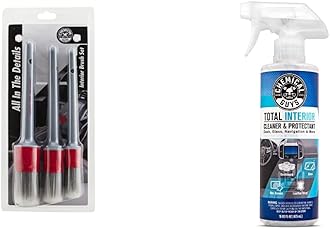 Chemical Guys ACC600 All in The Details Interior Detailing Brush Set + SPI22016 Total Interior Cleaner and Protectant, Safe for Cars, Trucks, SUVs, Jeeps, Motorcycles, RVs & More, 16 fl oz