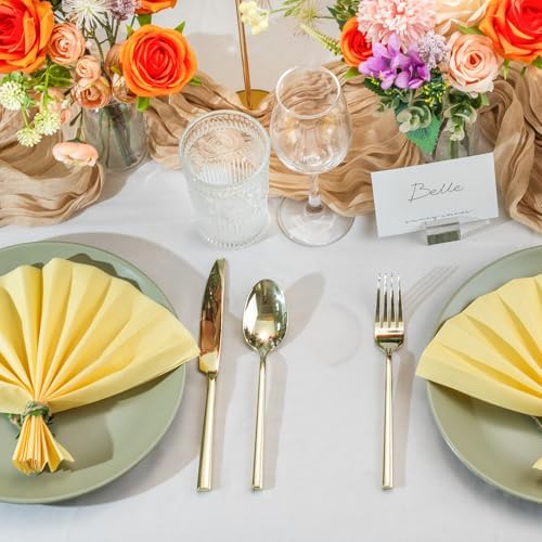 Alata Potter Champagne Gold 20-Piece Forged Silverware Set, Service for 4, Stainless Steel Flatware Set, Modern Design with Mirror Finish, Ideal for Home, Kitchen, Party, Camping - 1