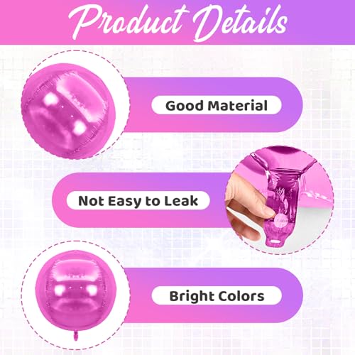 Image of 6pcs 22 inch Hot Pink Star Balloons and Hot Pink 4D Large Foil Balloons, Foil Star Spike Balloon 4D Ball Balloon For Girls Women Birthday Baby Shower Party Wedding Engagement Mother's day Decorations