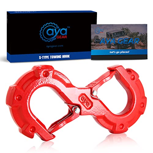 AyA Gear S-Shape Integrated Winch Shackles with 33,000 lbs Break Strength. Designed for Quick Release. Replace Any Hard and Soft Shackles (Red)