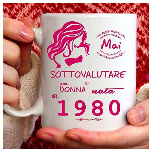 Taza 1980 cumpleaños mujer 41 años Idea regalo Nunca subestimar una mujer nacida en 1980