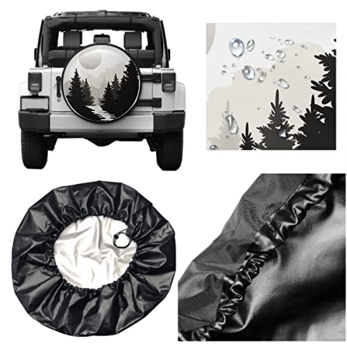 Image of Abstract Moon Spare Tire Cover Mountain Tree Waterproof Dust-Proof Universal Spare Wheel Tire Covers 17 Inch Fit for RV Trailer Truck Jeep Rv SUV Truck Camper Travel Trailer Accessories
