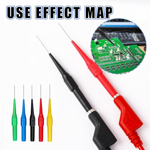 Image of 15 Pcs Colorful Test Probe Pins 0.7mm Non-Destructive Insulation Wire Piercing Needle Insulation Back Probes Multimeter Test Probe for Banana Socket Tester
