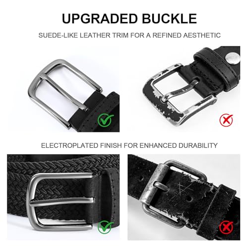 Image of Mens Elastic Braided Belt Stretch Woven Web Belt for Golf Pants Jeans Shorts Casual