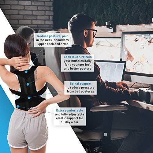 Posture Corrector for Women & Men – Back Brace & Shoulder Support Trainer for Pain Relief & Improve Bad Slouching Problems - Fully Adjustable Clavicle Medical Belt Straightener (Large)
