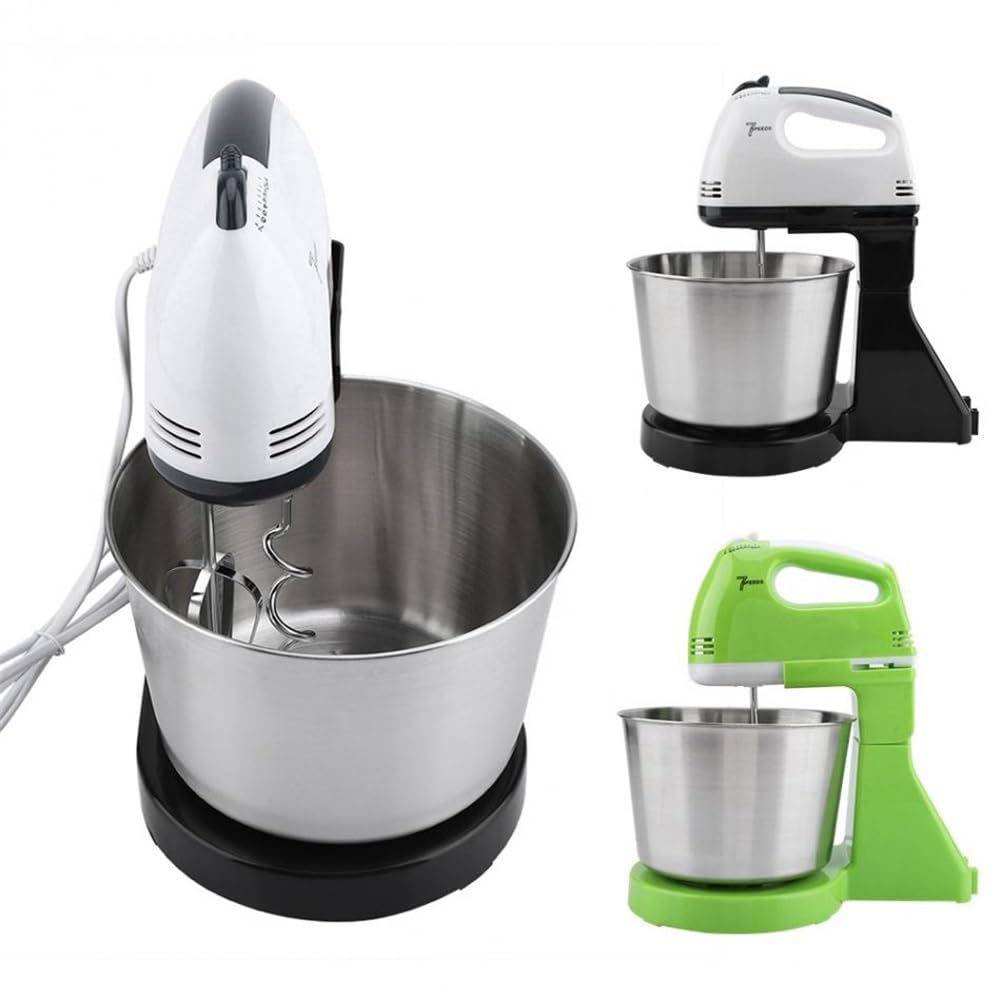 Frullatore elettrico per alimenti, sbattitore per alimenti portatile, 150 W, 2 l, 7 velocità, supporto regolabile, frusta con 2 fruste, 2 ganci per impastare, per la cottura in cucina, torte, uov