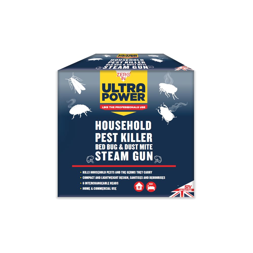 Zero In Household Pest Killer - Bed Bug & Dust Mite Steam Killer | Chemical-Free Pest Control | Kills Bed Bugs, Dust Mites & Eggs Instantly, High-Pressure Steam Treatment for Mattresses, Furniture