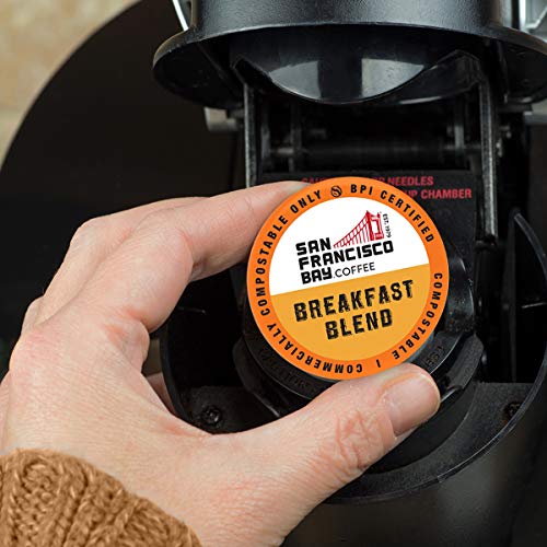 Image of San Francisco Bay Coffee OneCUP Breakfast Blend 12 Ct Medium Roast Compostable Coffee Pods, K Cup Compatible including Keurig 2.0 (Pack of 2)