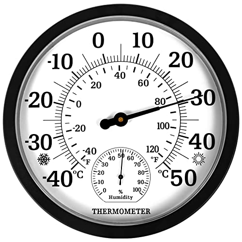 Indoor Outdoor Thermometer Hygrometer - 10 Zoll Außenthermometer Große...