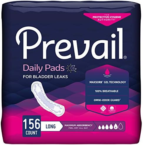 Prevail Incontinence Bladder Control Pads for Women, Maximum Absorbency, Long Length, 39 Count (Pack of 4)
