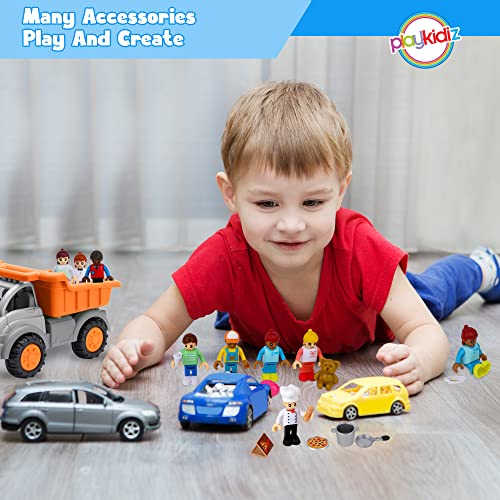 Playkidiz 8 Toy Figures & Playsets, 2 Inch Play Peoples Set, Early Development Family Figurines For Kids, Pretend Play Toys For Children 3+ (23Pcs) #TOP5