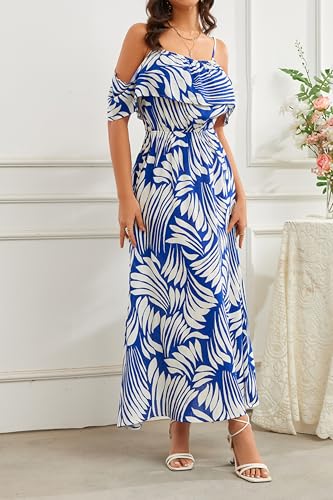 Women's Casual Off The Shouder Dress Empire Waist Maxi Dresses 2025 Lightweight for Vocation2