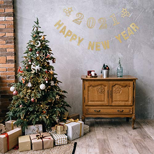 KESYOO 2Pcs 2021 Banner Glitter Banner de Festa de Feliz Ano Novo Pendurado Guirlanda de Estamenha D