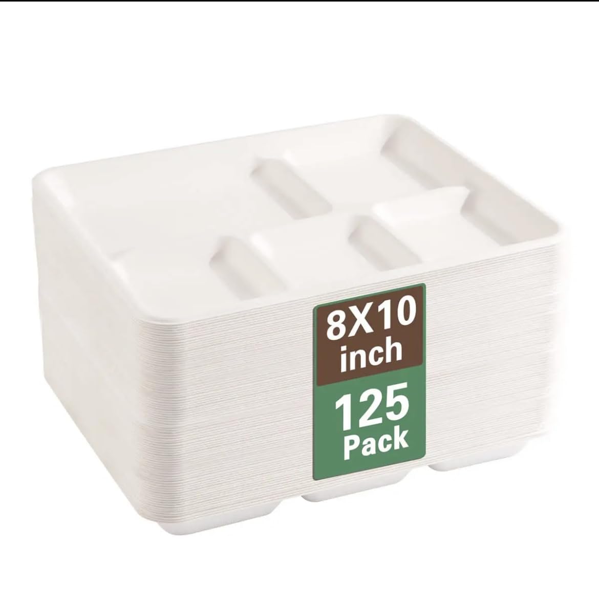 Buy Eland 5 Compartment Plates Disposable Heavy Duty, White Color [125 ...