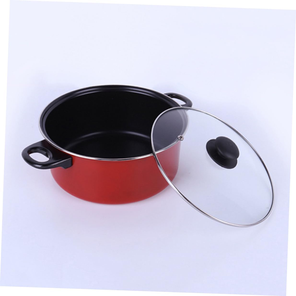 3pcs Non-stick Frying Pan Soup Pot Milk Pan Set Red Multifunctional Kitchen Utensil Cooking Tool for Home Daily Use and Space-saving