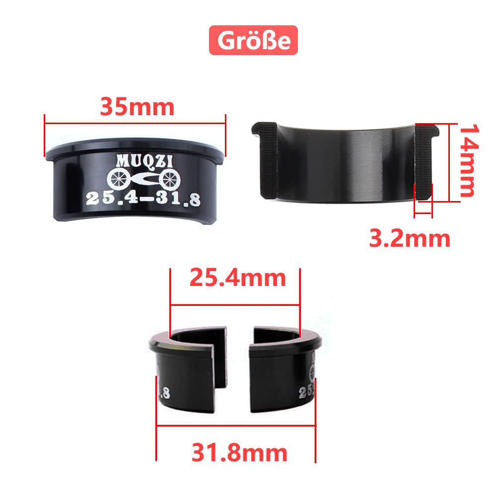 4 sztuki adapterów na kierownicę rowerową, podkładki ze stopu aluminium, uchwyt dystansowy do roweru górskiego (25,4 mm do 31,8 mm) | Stop aluminium tuleja kierownicy adapter podkładki 25,4 mm na 31,8 mm uszczelka do roweru górskiego MTB
