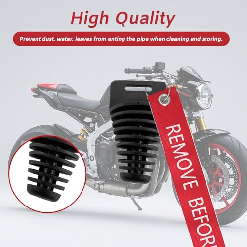 Image of Muffler Exhaust Wash Plug, Hoedia 2 Pack Wash Plugs with 2 Streamers, Fit most 2 Stroke 4 Stroke Motorcycle Bikes with Rubber Exhaust Silencer